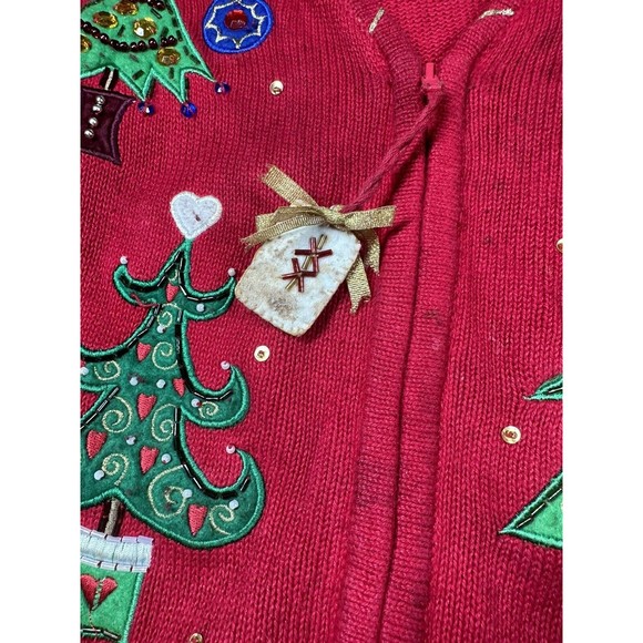 Women‎ Christmas Sweater Red Christmas Trees XL Tiara International vintage ugly - Picture 4 of 11